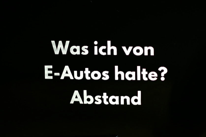 Sticker "Was ich von E-Autos halte?"
