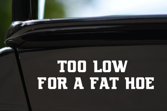 Sticker "too low for a fat hoe"